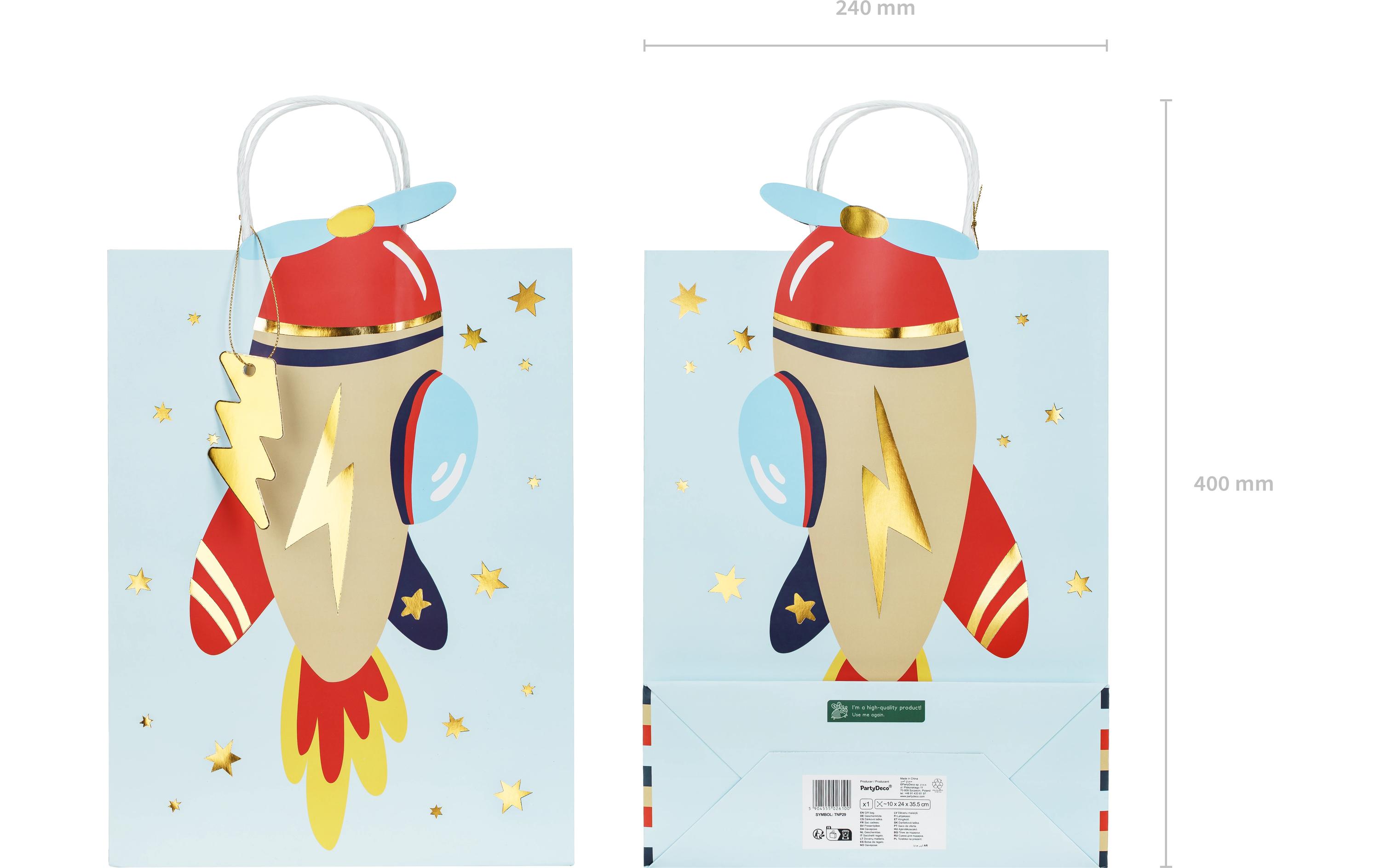 Geschenktasche Flugzeug 10 x 24 x 35.5 cm, MehrfarbigGeschenktüte