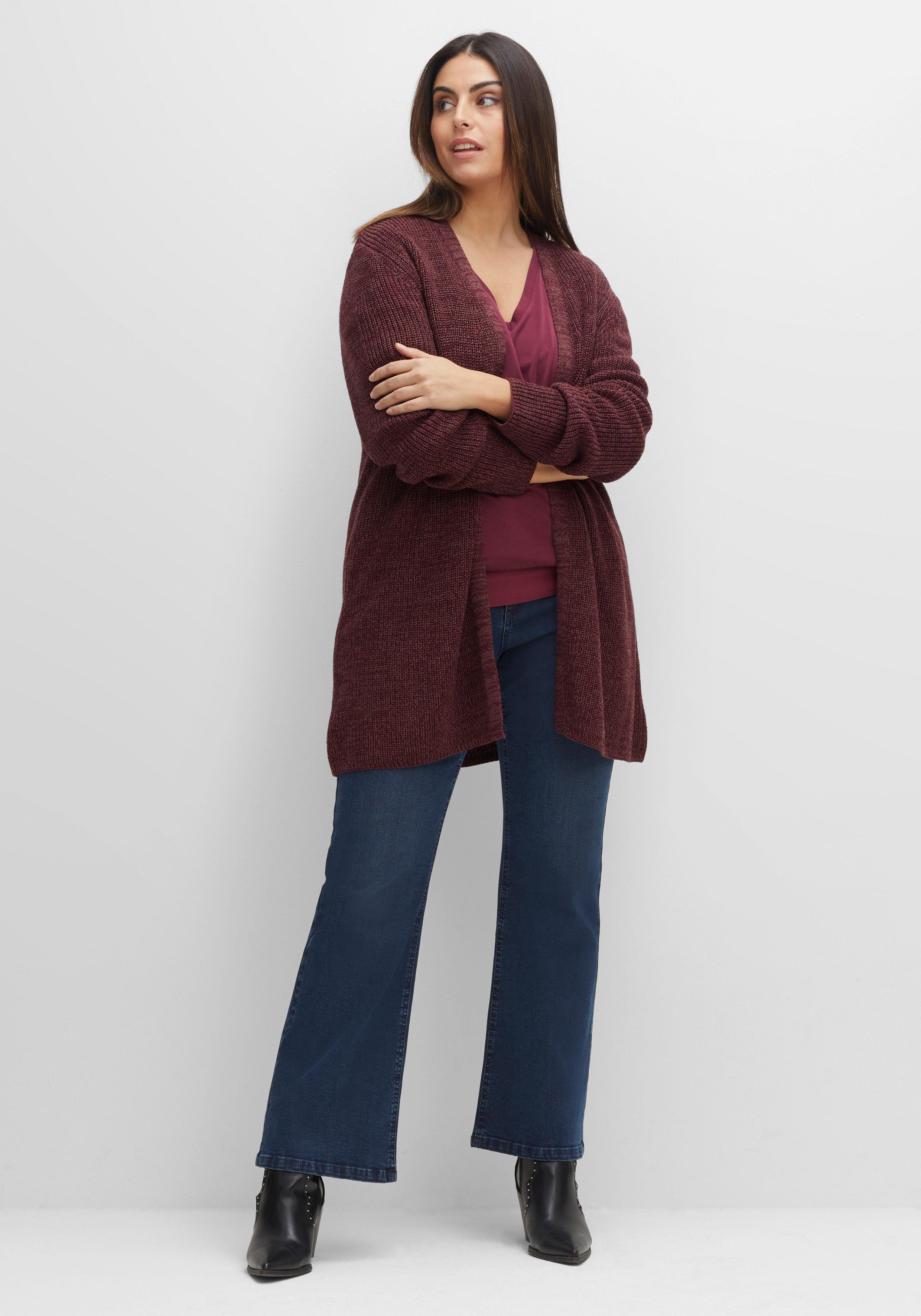 Longstrickjacke in A-Linie, offene Form