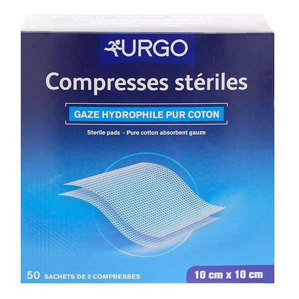 50x2 compresses de gaze stériles 10cmx10cm