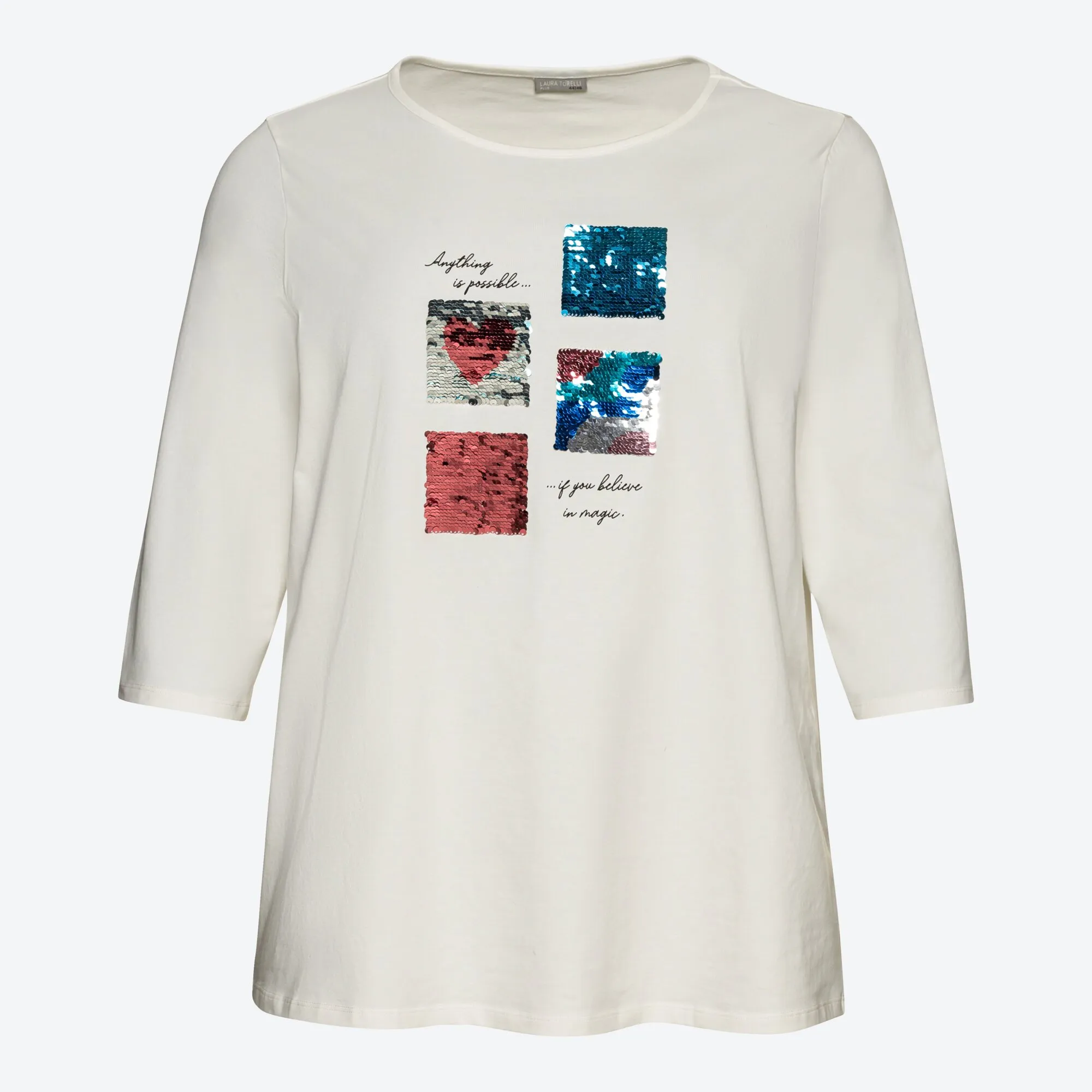 Damen-Shirt mit Wendepailletten, große Größen