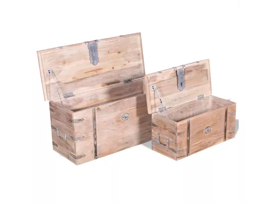 Ensemble de deux coffres de rangement Bois d'Acacia