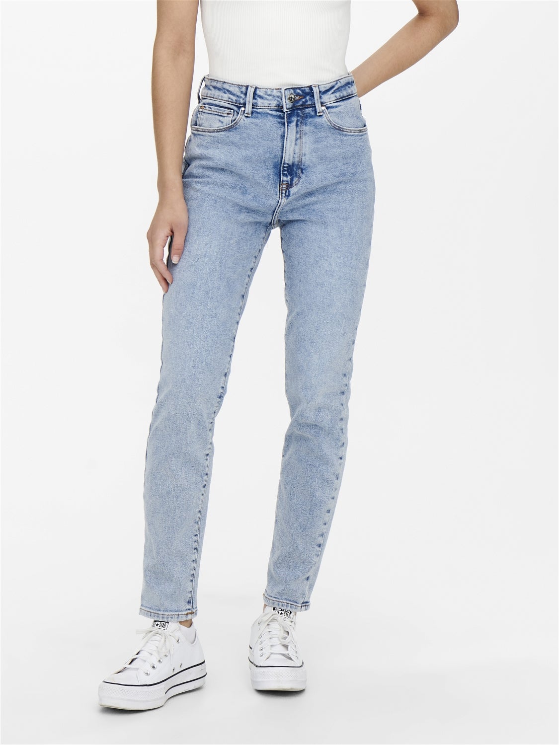 ONLEMILY Hohe Taille Gerade geschnitten Jeans Light Blue Denim
