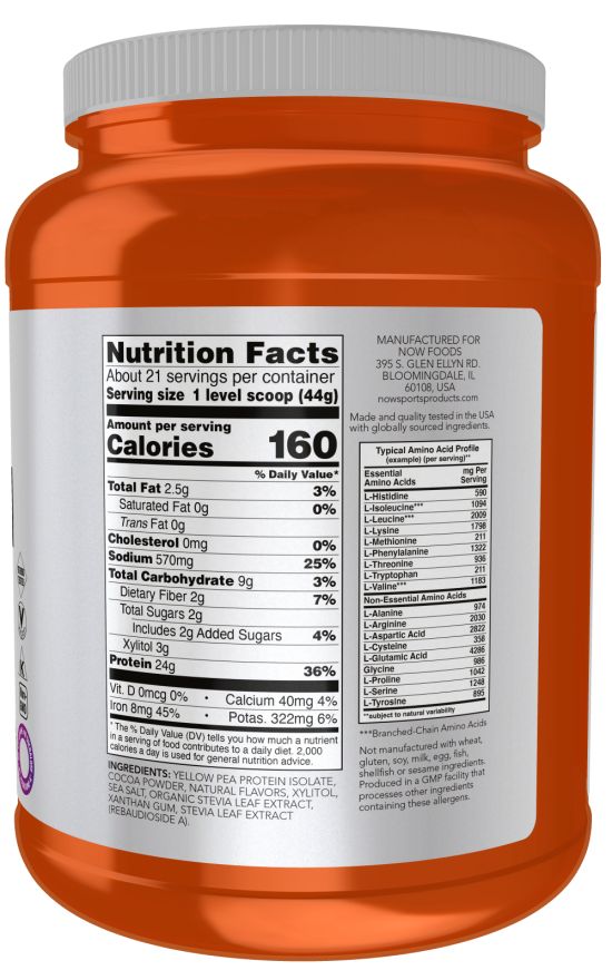 Now Foods Erbsenprotein cremige Schokolade