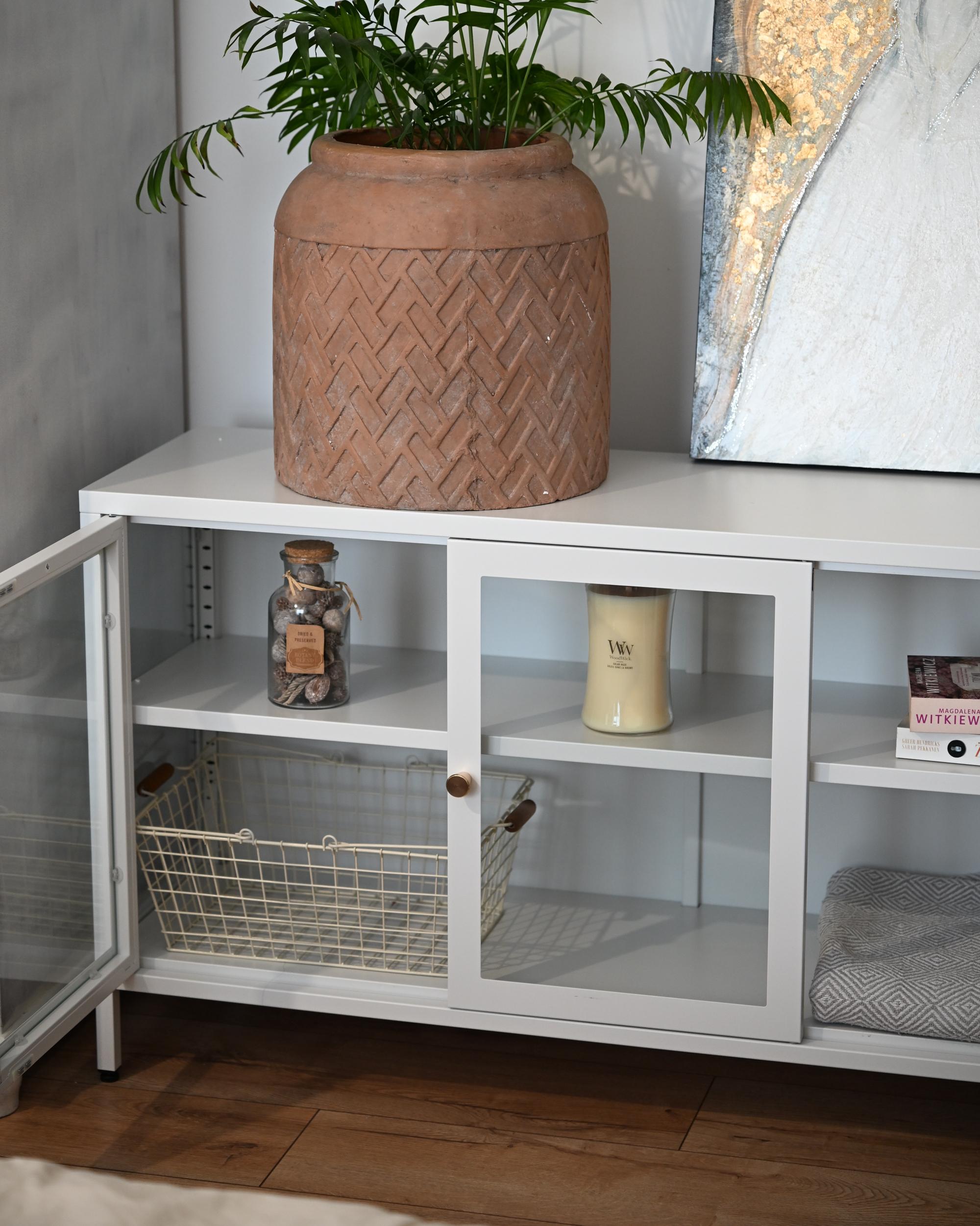 Dressoir met glazen deuren NEWPORT Metaal 115 cm Wit