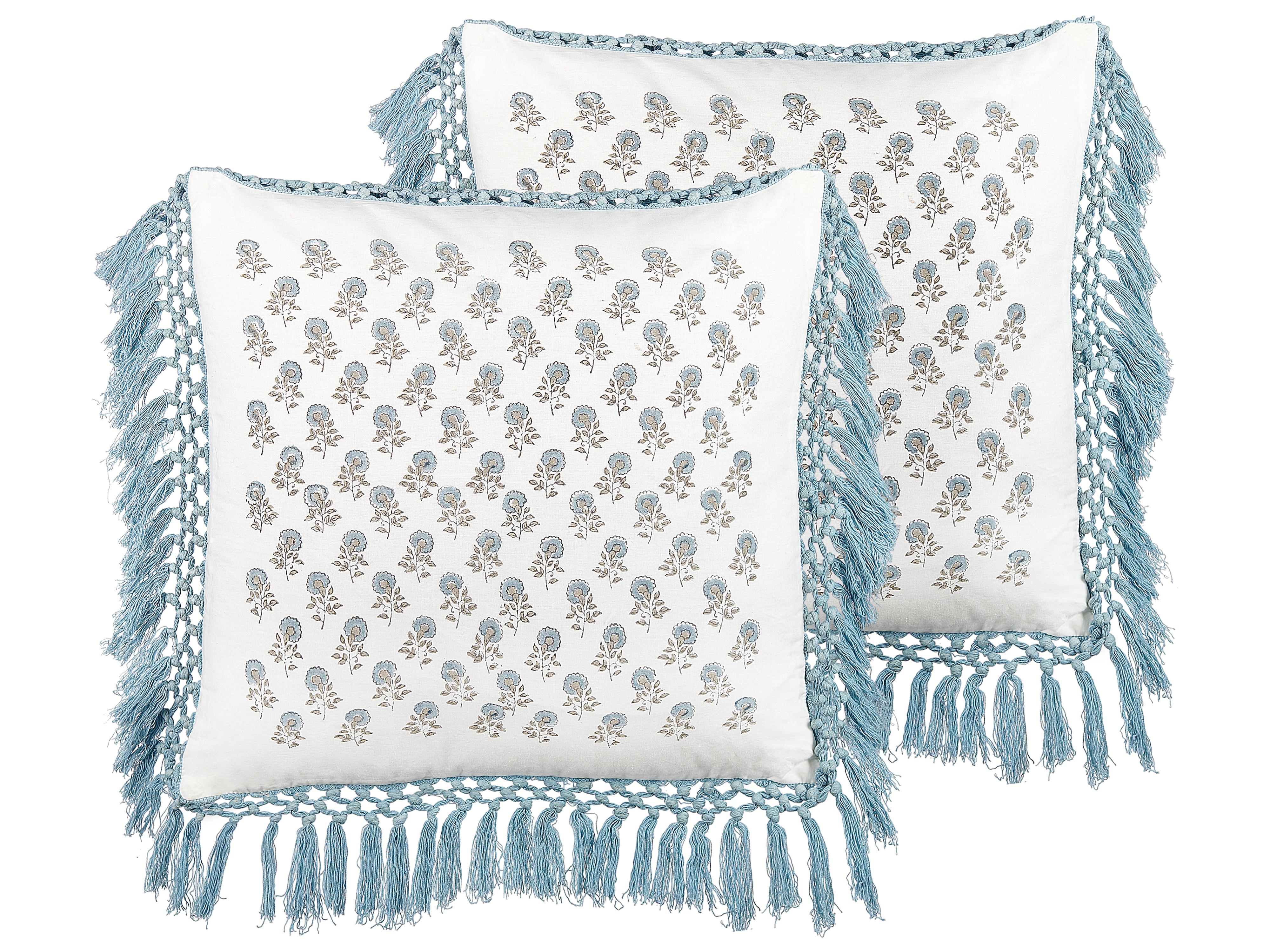 Set van 2 sierkussens PALLIDA Katoen 45 x 45 cm Blauw bloempatroon
