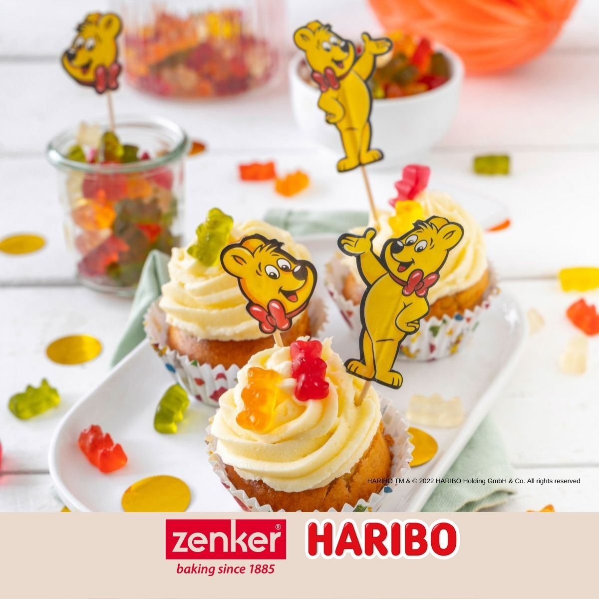 Lot de 48 piques apéritif avec décoration Haribo Zenker