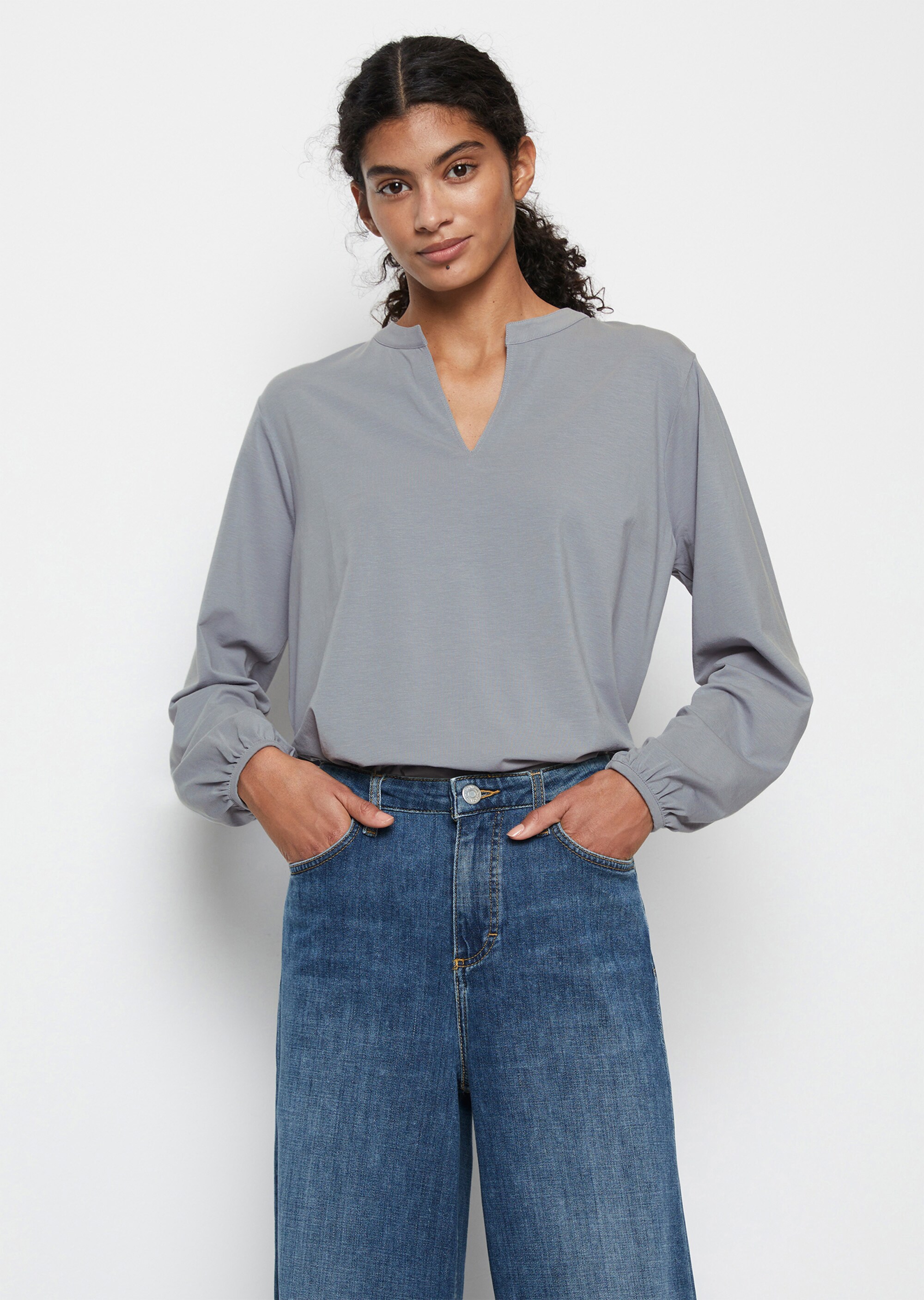 Jerseybluse looseaus Modal-Bio-Baumwolle-Mix