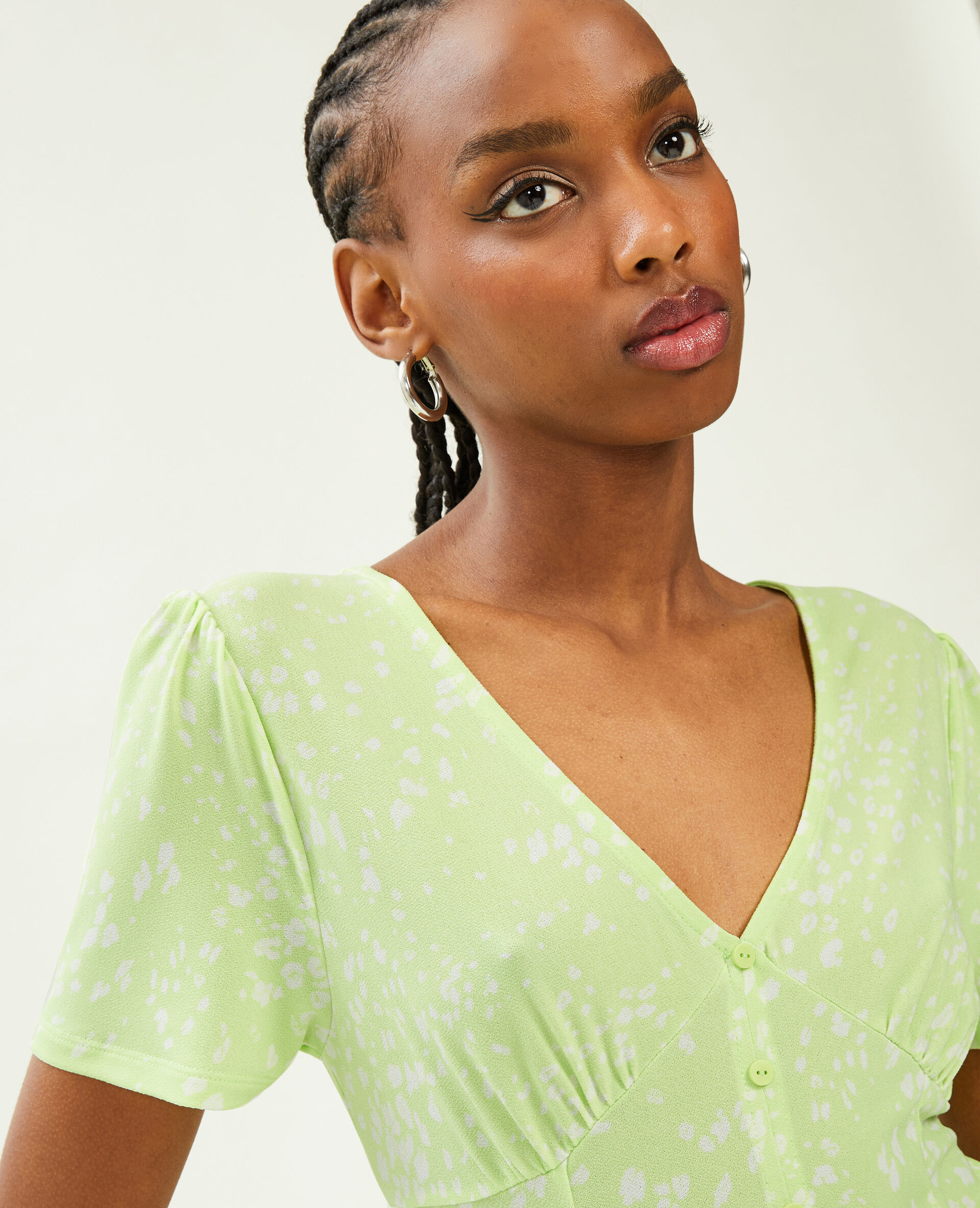 Robe courte avec boutons - Vert