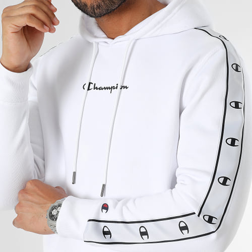 Sweat Capuche A Bandes 218910 Blanc