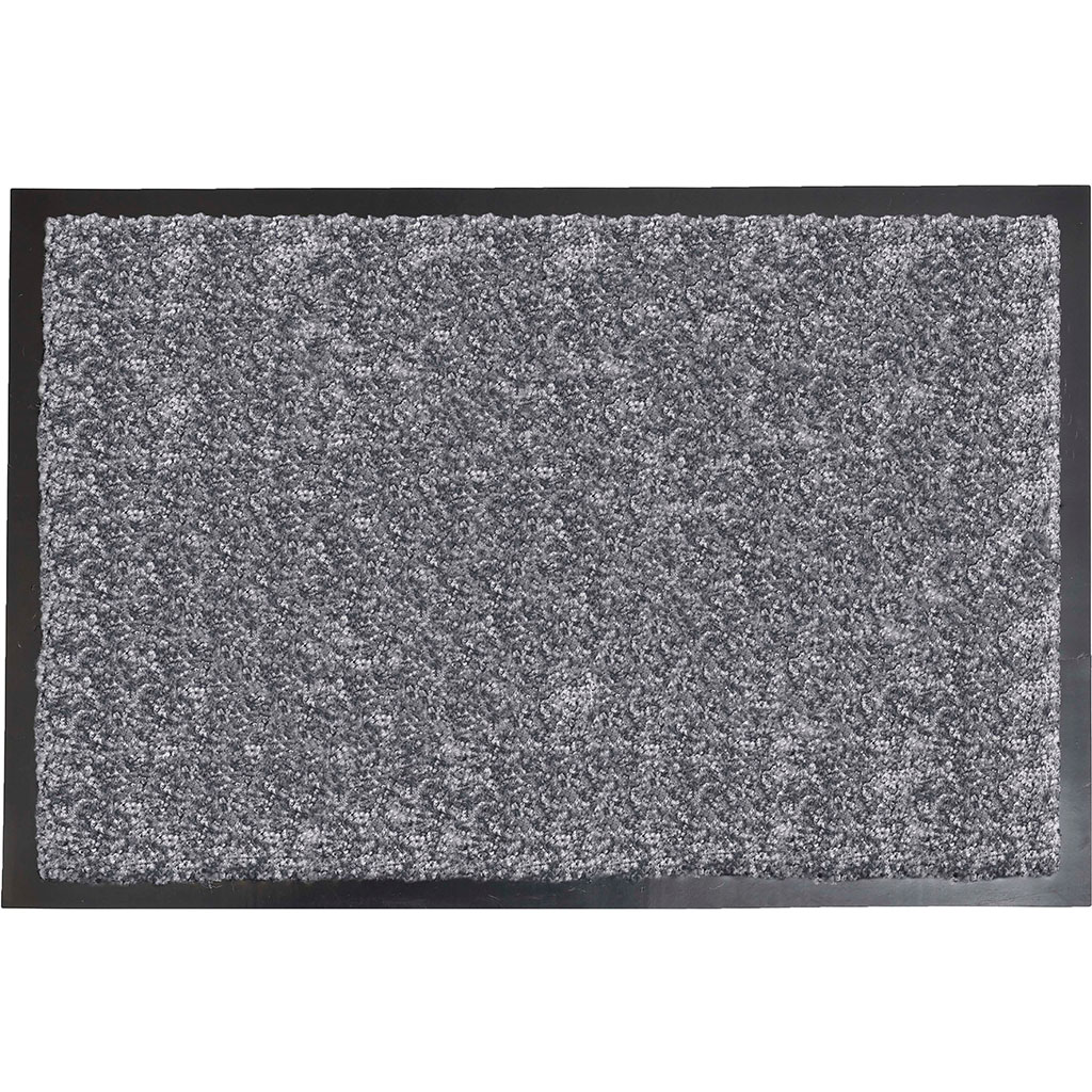 Tapis d'entrée BAPTISTE bleu gris bordures en caoutchouc 60x80cm