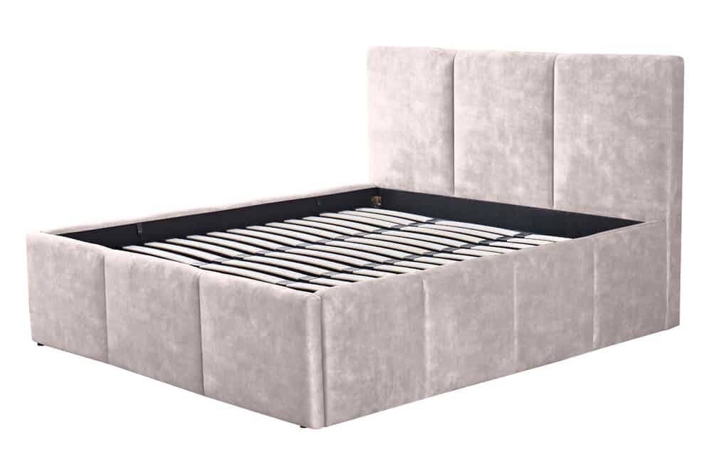 Modernes Boxbett ATELIER 180x200cm champagner beige Samt mit Lattenrost und Stauraum
