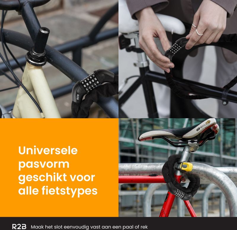 R2B - Kettingslot - 110 cm - Fietsslot - Fiets Accessoires - Beveiliging met Cijferslot