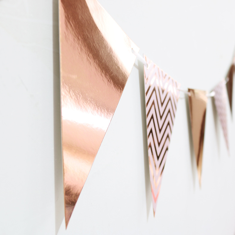 (5m) Wimpelkette Fahnen Girlande Party Dekoration Accessoire - Roségold
