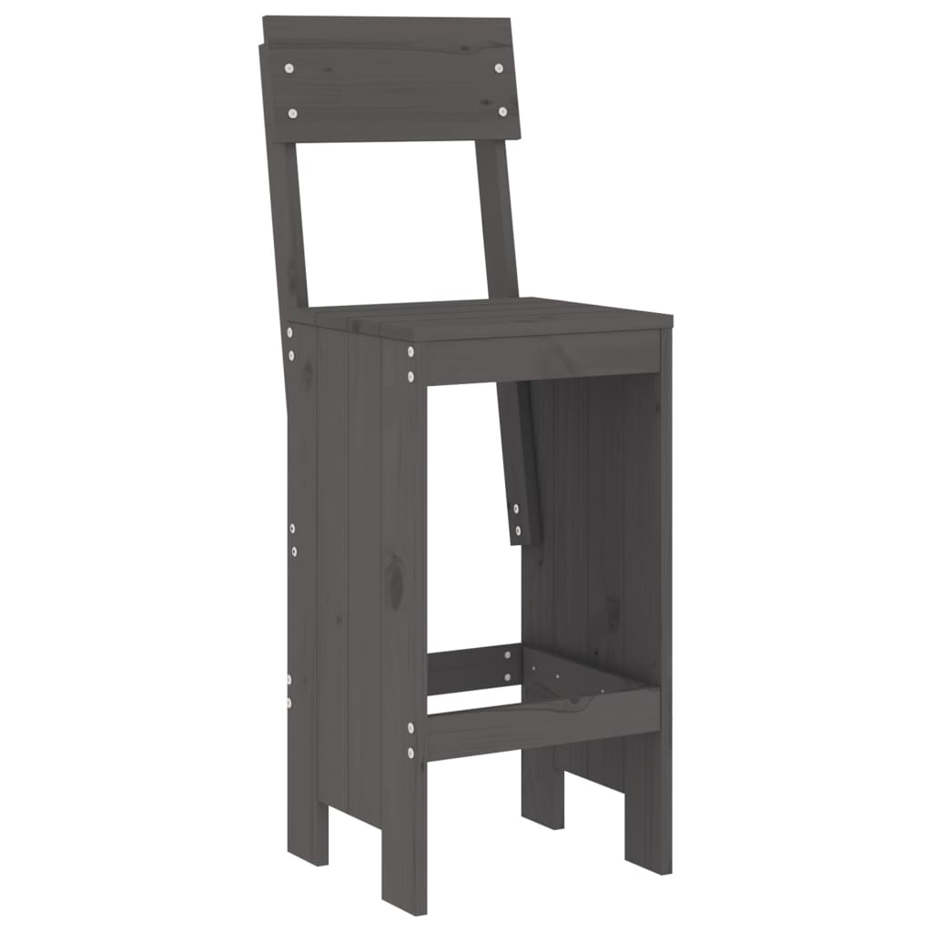 Ensemble de bar de jardin 7 pcs gris bois de pin massif