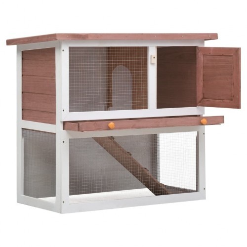 Gaiola externa para coelhos com porta, marrom