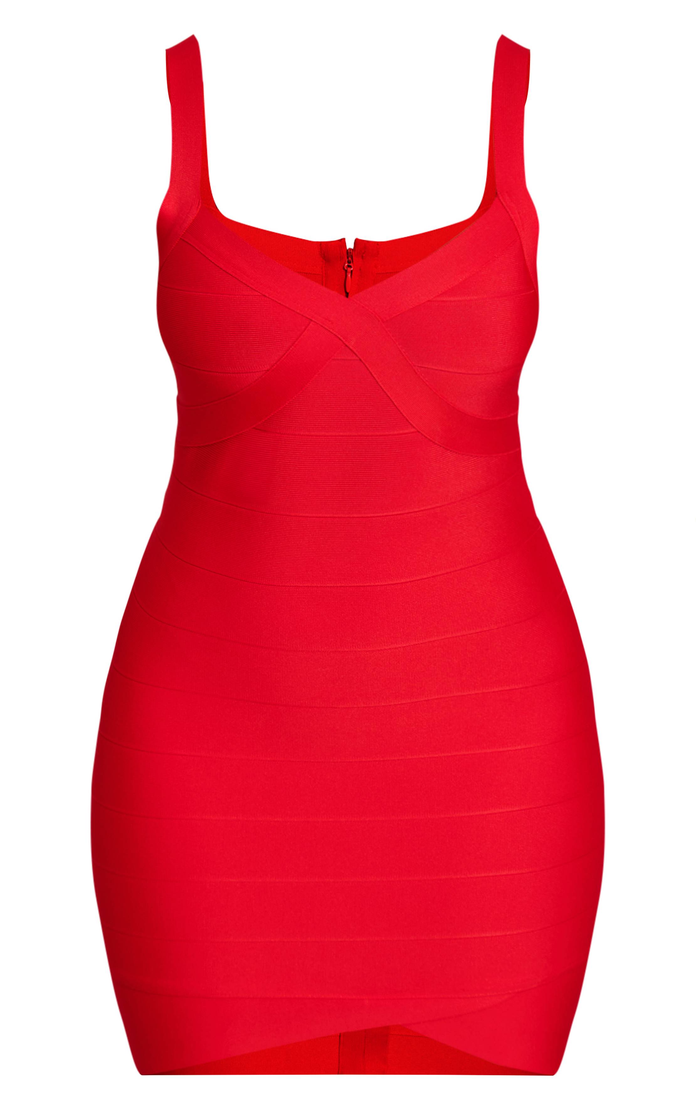 Rouge Robe Moulante Mini À Détail Ourlet Drapé En Bandage