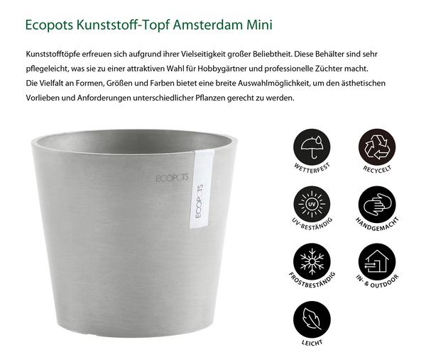 Ecopots Kunststoff-Topf Amsterdam Mini, rund,