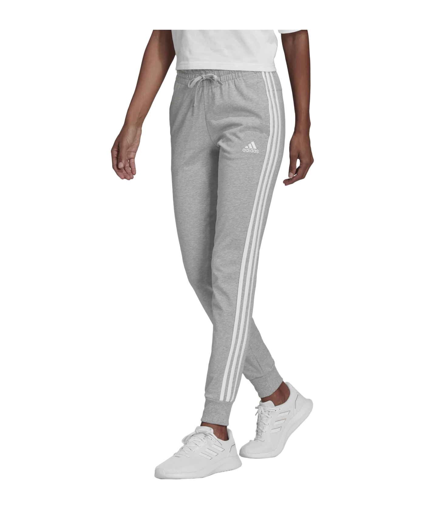adidas Essentials Single Jersey 3-Stripes Pants Grey
