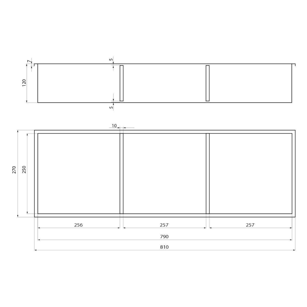 Polysan Inserta inbouwnis met vakken 27x81cm antraciet