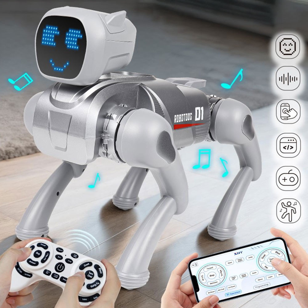 (31x24cm) Ferngesteuerter 2.4GHz Roboter Hund Kinder RC Spielzeug mit 360° Drehung / Sound Effekten / App Steuerung (Batteriebetrieben) - Rosa