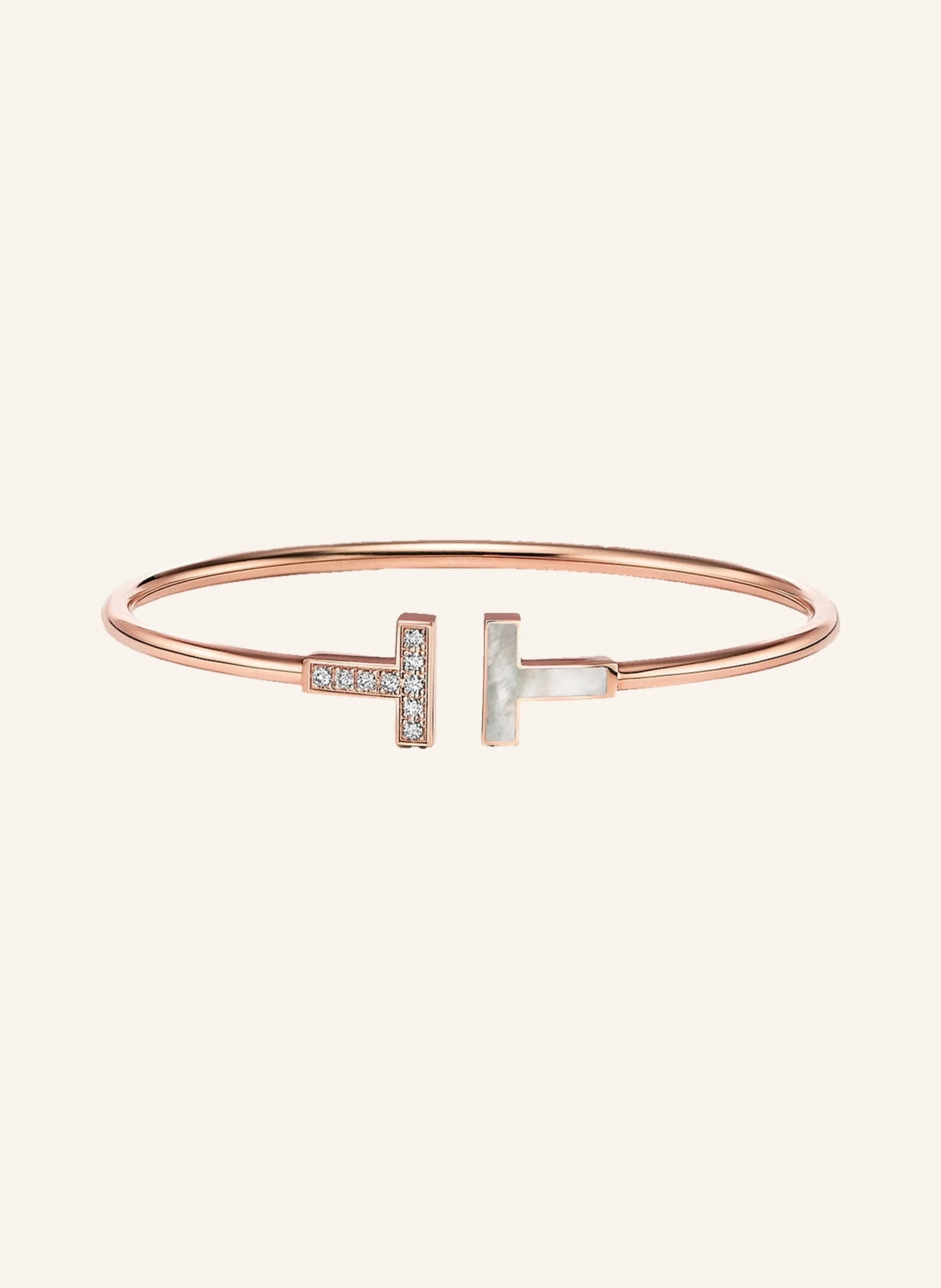 TIFFANY & Co. Tiffany T Wire ARMREIF aus 18 Karat Roségold mit Diamanten und Perlmutt