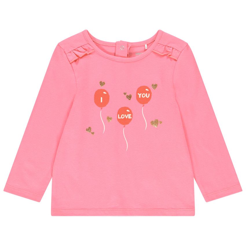 T-shirt manches longues en coton bio pour bébé fille - Multicolore