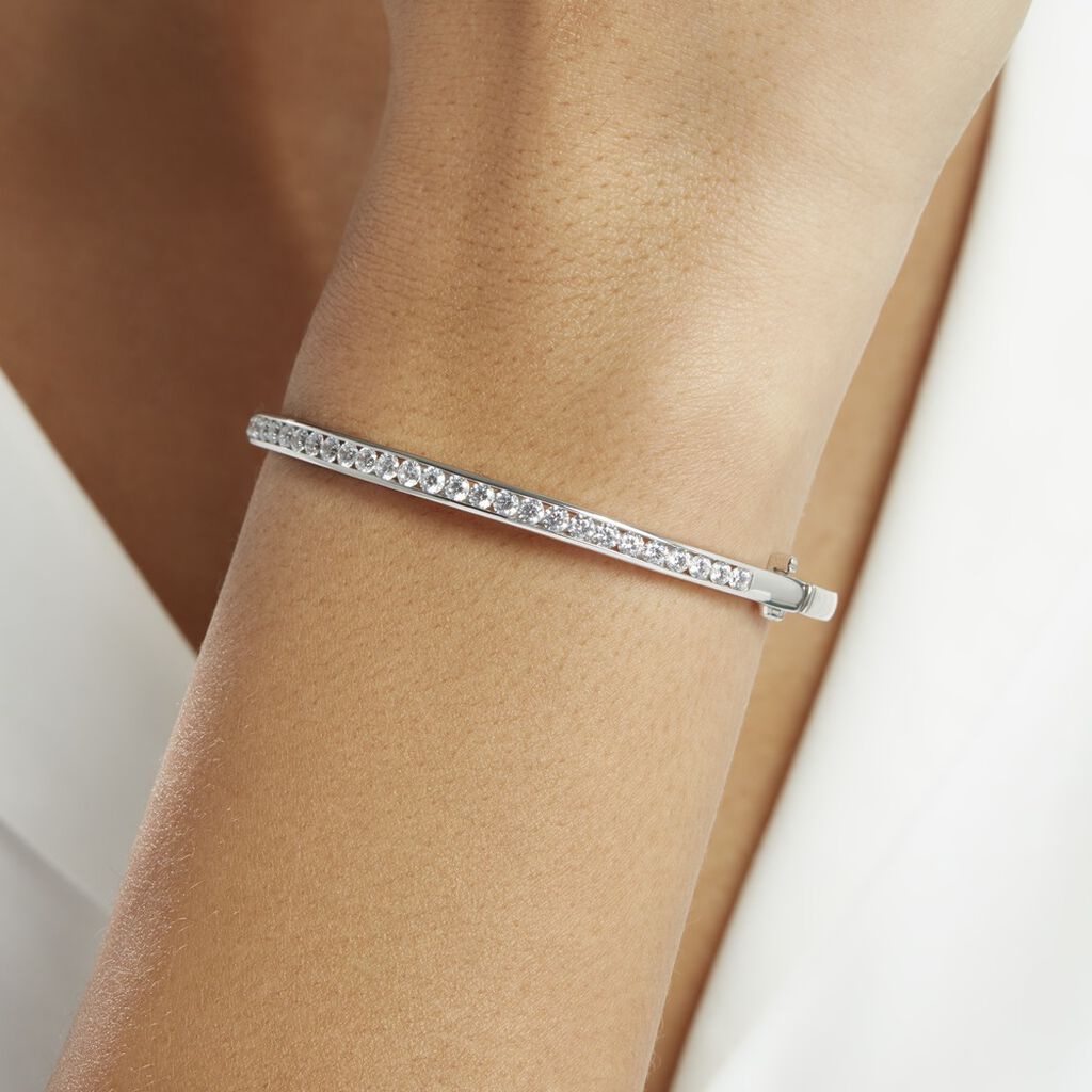 Bracelet Jonc Alane Or Blanc Oxyde De Zirconium