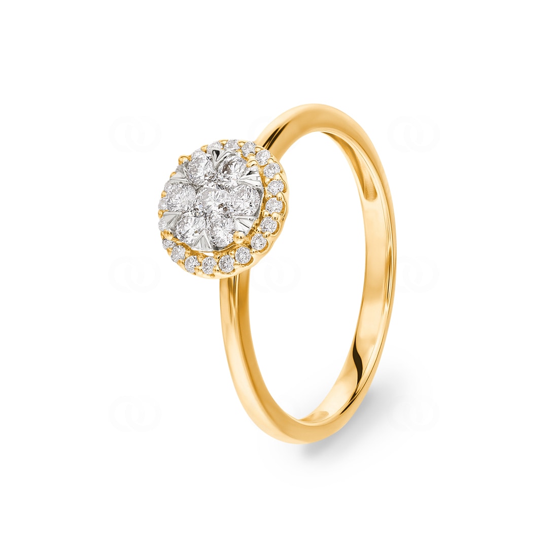 0.33 Karat Diamanten Halo Ring 750/18 K Gelbgold