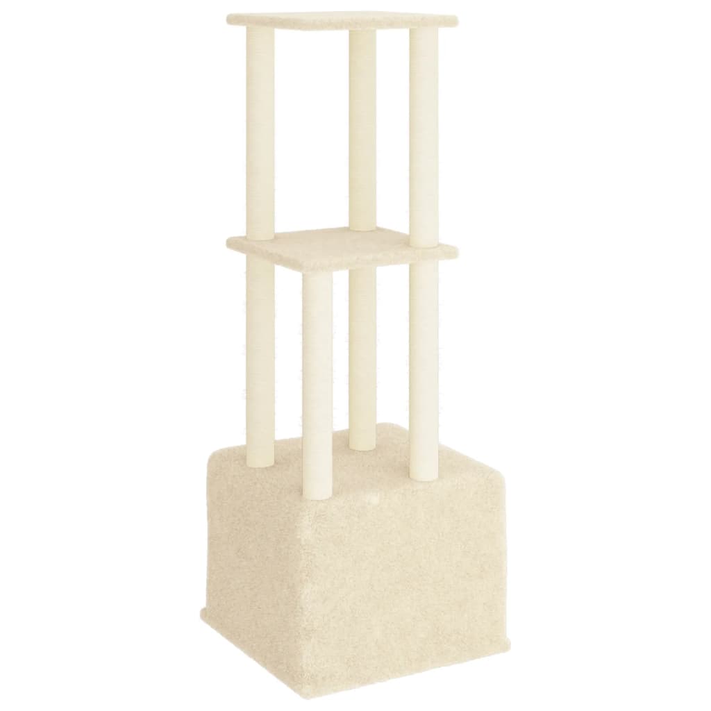 Arranhador para gatos vidaXL com postes de sisal, cor creme, 133,5 cm