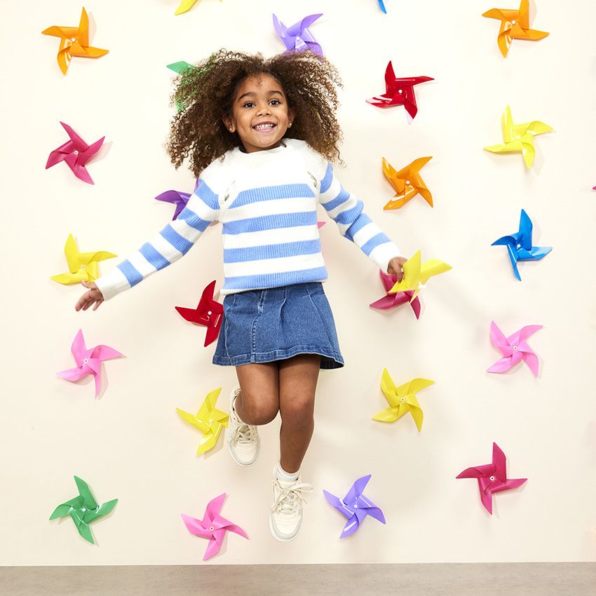 Jupe en jean effet plissé pour fille - Bleu moyen
