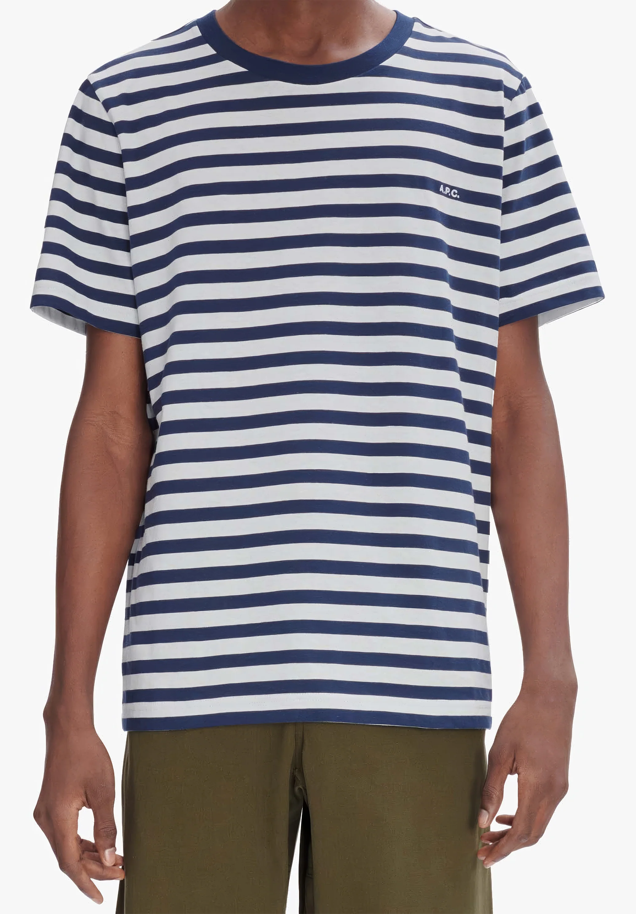 T-Shirt Standard A.P.C. Brodé Rayé Unisexe - Dark navy