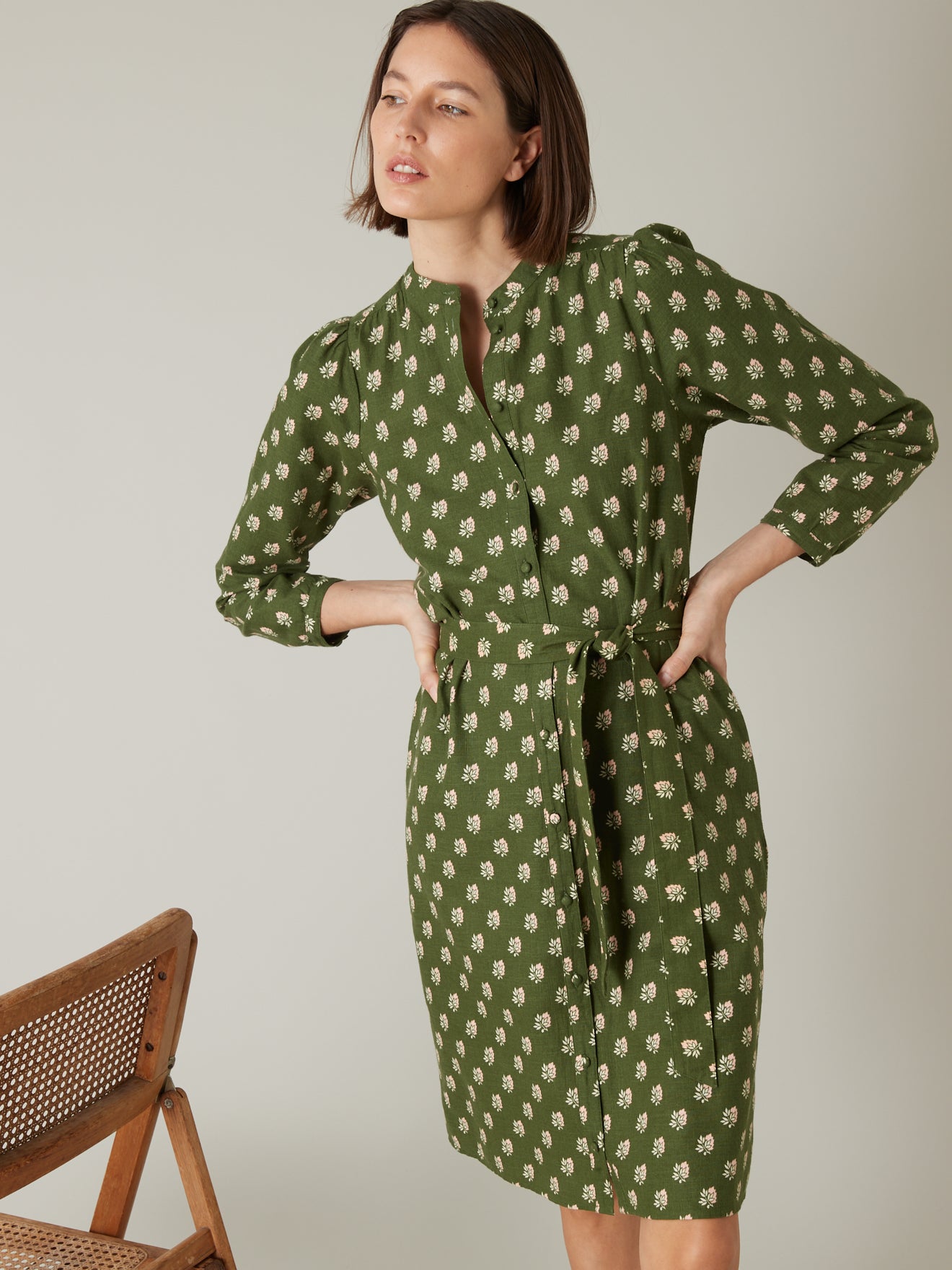 Robe-chemise femme imprimé Woodblock