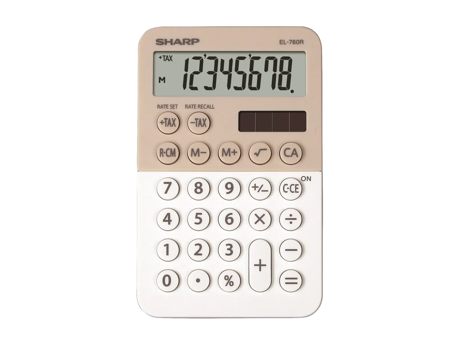 Sharp EL-760R, Desktop, Finansiel, 8 cifre, 1 Linier, Batteri/Solar, Beige, Hvid