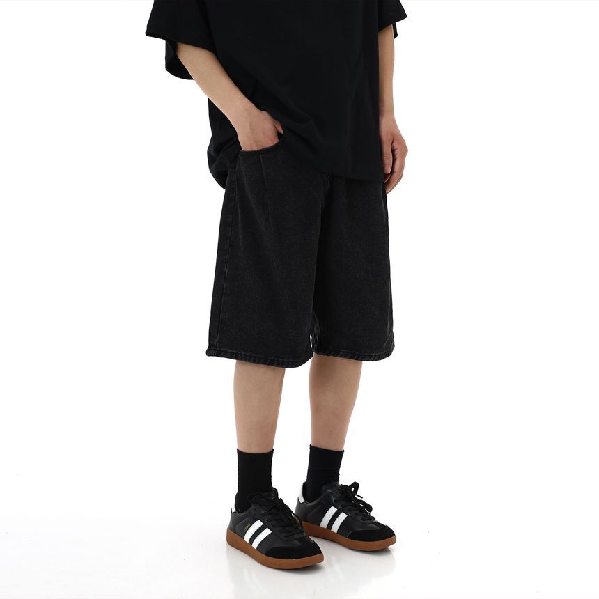 Meiksip - Lage taille rechte denim shorts