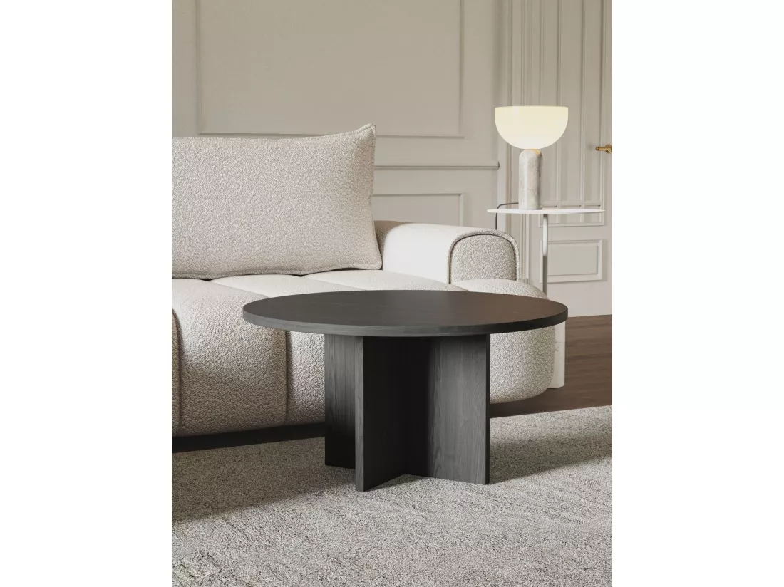 Table basse ronde - OVO - 76x76 - couleur du bois de frêne Portland