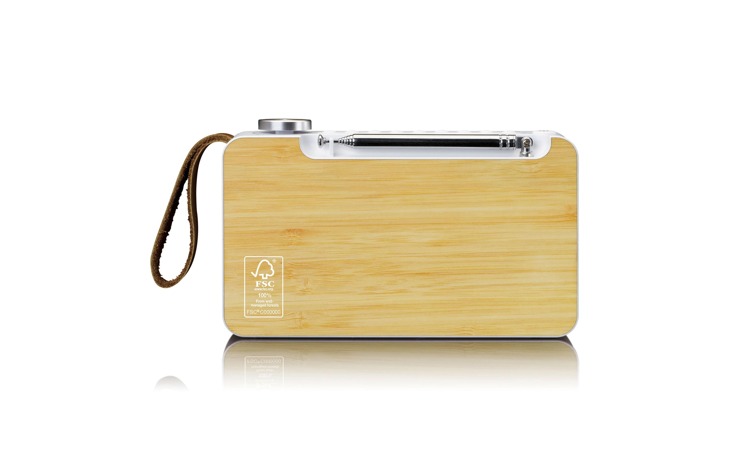 DAB+ Radio PDR-040 Bambus/WeissPortabler DAB+ / FM-Radio mit Akkubetrieb und Bluetooth