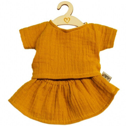 Hollie poppenkleding rok en shirt - ochre - 34 cm