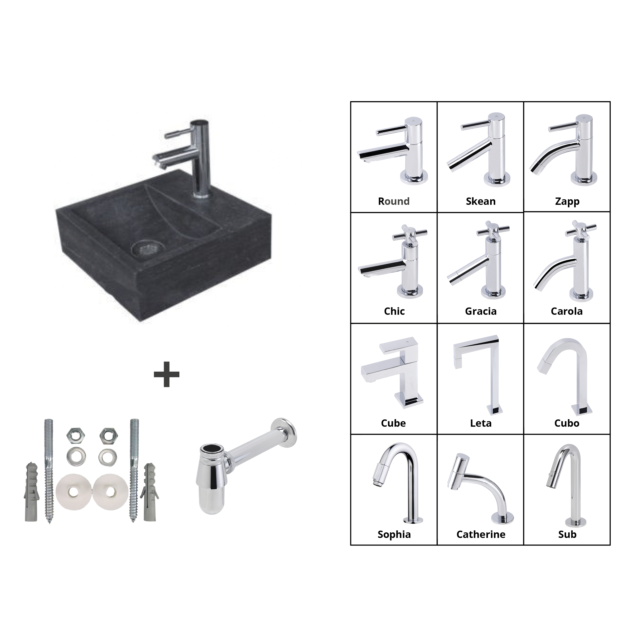 Lambini Designs Square natuurstenen fonteinset