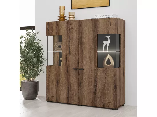Vaisselier 2 portes Akram Bois Wengé et Noir