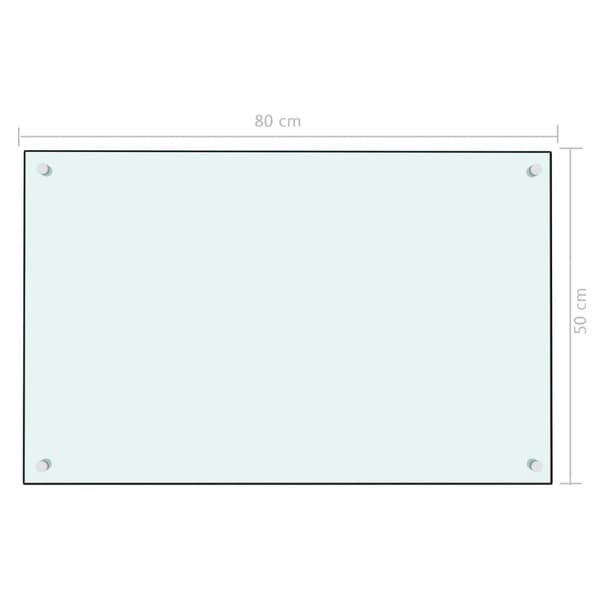 vidaXL Kjøkkenplate hvit 80x50 cm herdet glass