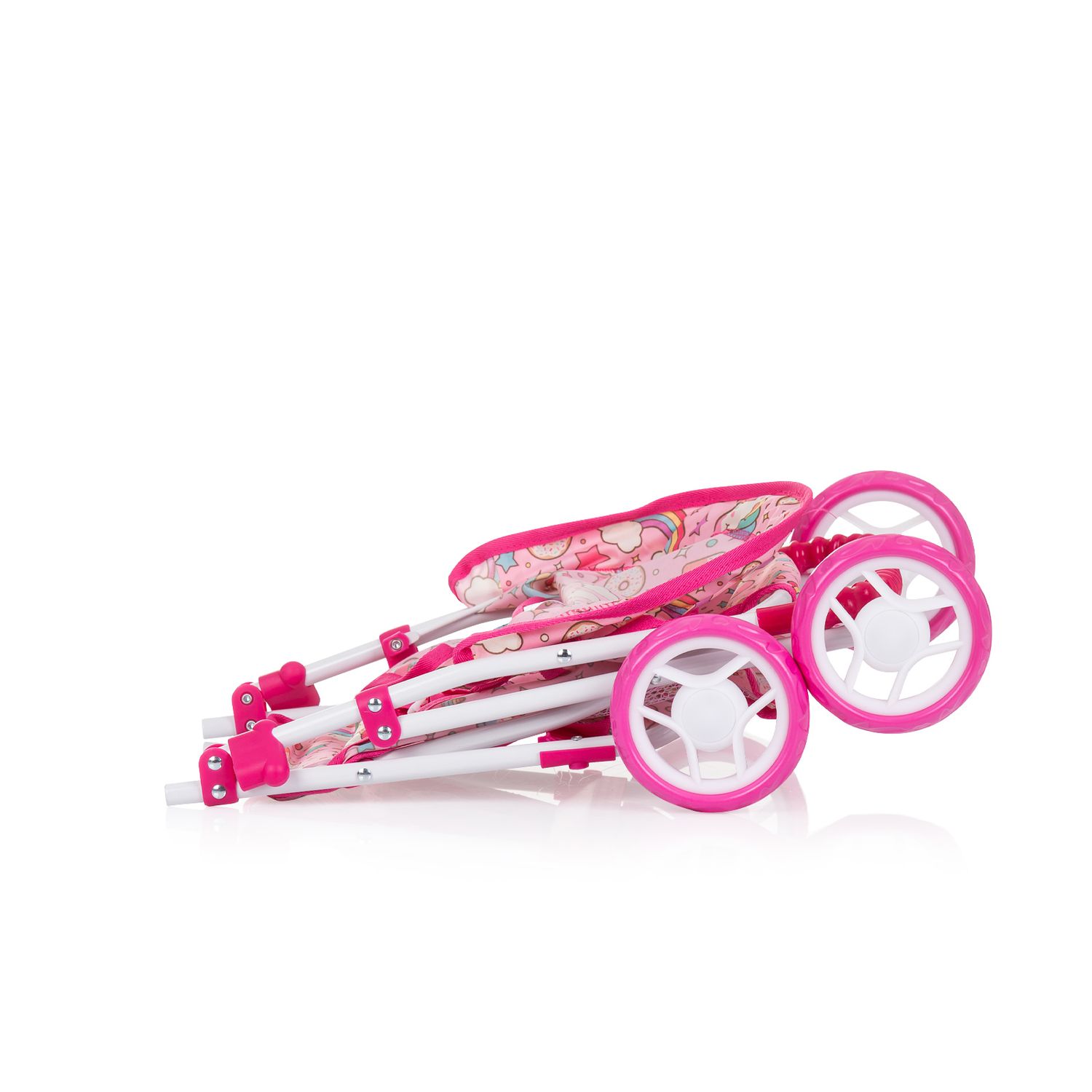 Chipolino Puppenwagen Alice Aufbewahrungskorb klappbar, Sonnendach verstellbar pink