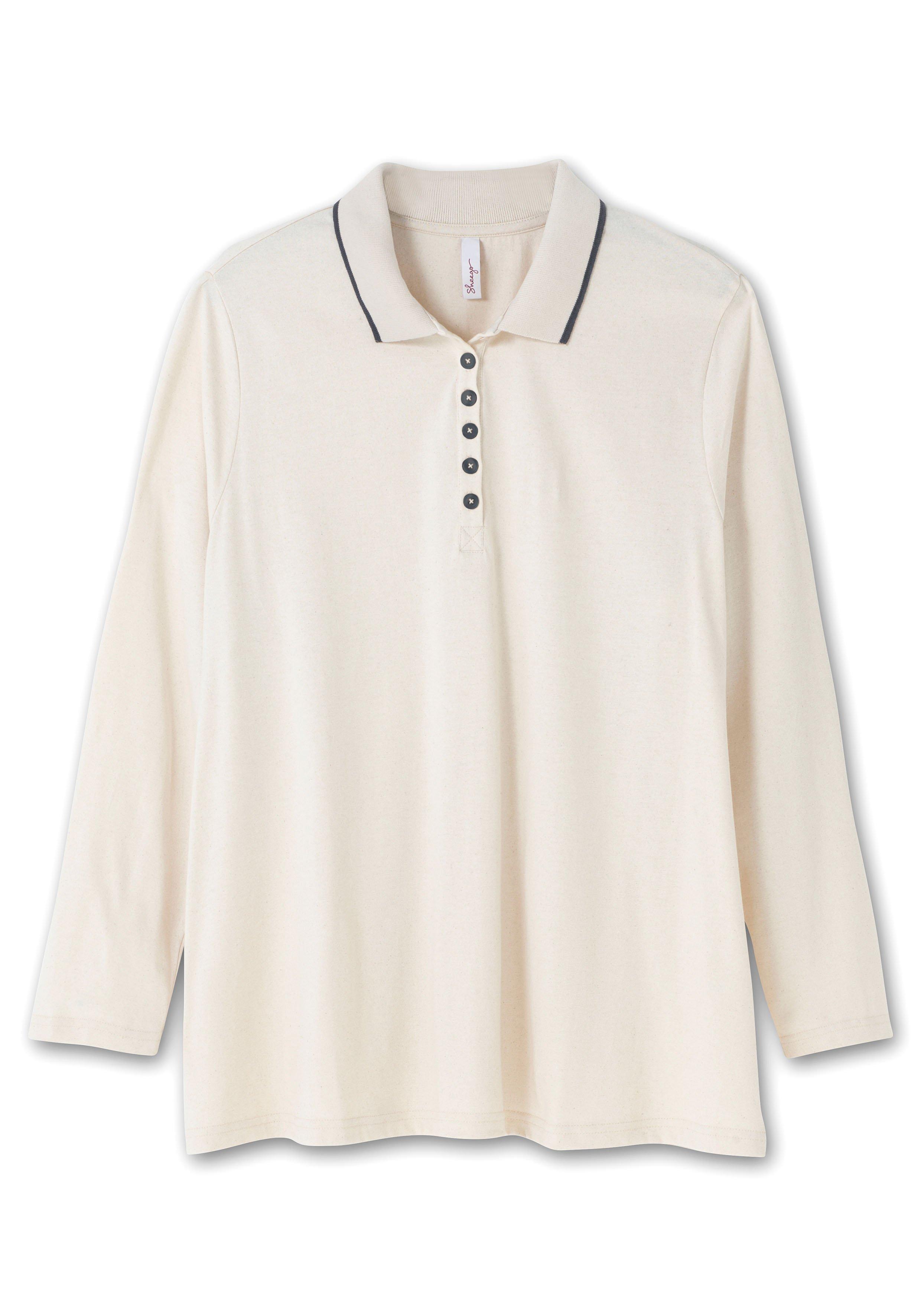 Langarm-Poloshirt mit Kontrastkante am Kragen