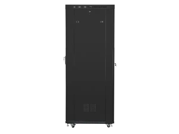 Lanberg FF01 series - Rack kabinet - 800 x 1200, fladpakke, med meshdør, LCD - med 4 køleblæsere, LCD skærm, termostat - fritstående - sort, RAL 9004 - 27U - 19