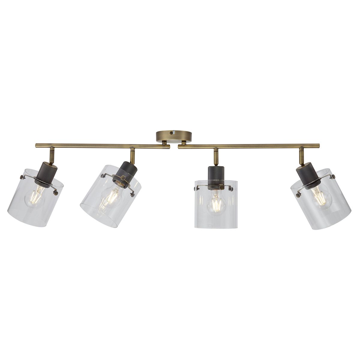 Design plafondspot brons met helder glas 4-lichts - Domo