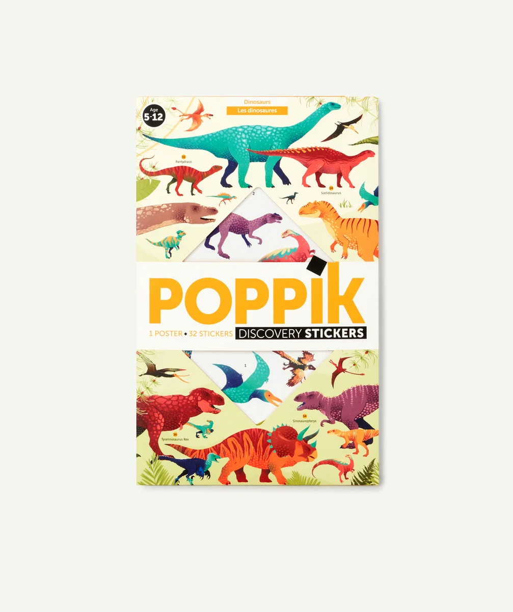 POPPIKLE POSTER DINO AVEC 32 STICKERS REPOSITIONNABLES
