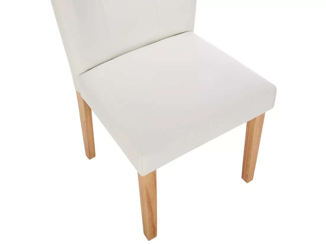 Lot de 2 chaises en simili et bois d'hévéa - Blanc - ANALIA