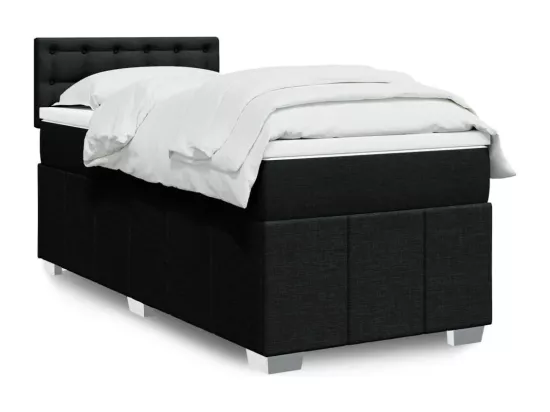 Sommier à lattes de lit avec matelas Noir 90x190 cm Tissu