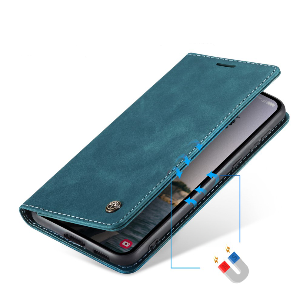 Samsung Galaxy A55 Leder Tasche Flip Wallet Etui mit Kartenfächern - Blaugrün