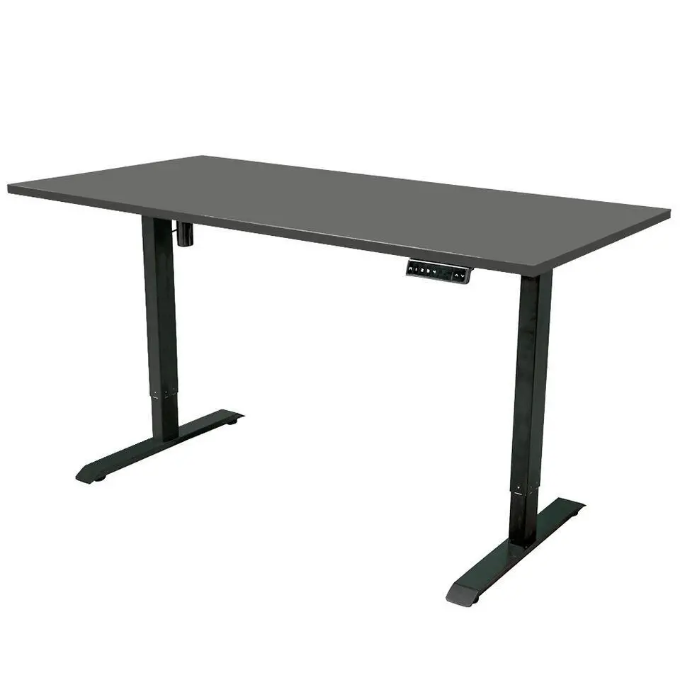 Elektrisch verstelbaar bureau - 160x80 cm - Single motor - Zwart / Antraciet