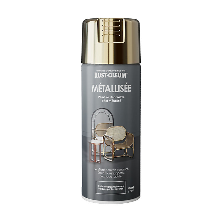 Peinture aérosol effet métallisé Rust-Oleum chrome or 400ml